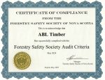 ABL Timber Ltd. - Forestry Safety Society of Nova Scotia - Certificate